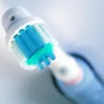 A close-up of an electric toothbrush bristle.